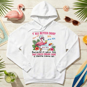 Hilarious Personalized 50th Birthday Flamingo Shirt - Check Engine Light Humor Gift for Her - FlamingoAholic