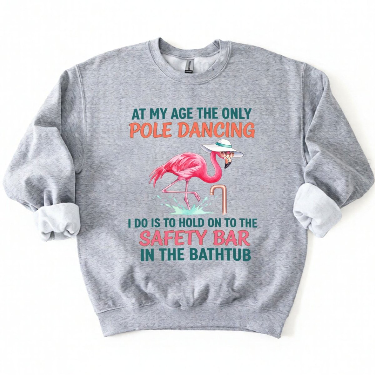 Hilarious Pole Dancing Flamingo T-Shirt - Funny Age Joke Gift for Women & Mom - FlamingoAholic