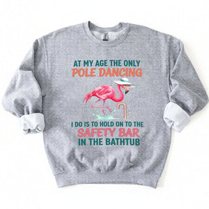 Hilarious Pole Dancing Flamingo T-Shirt - Funny Age Joke Gift for Women & Mom - FlamingoAholic