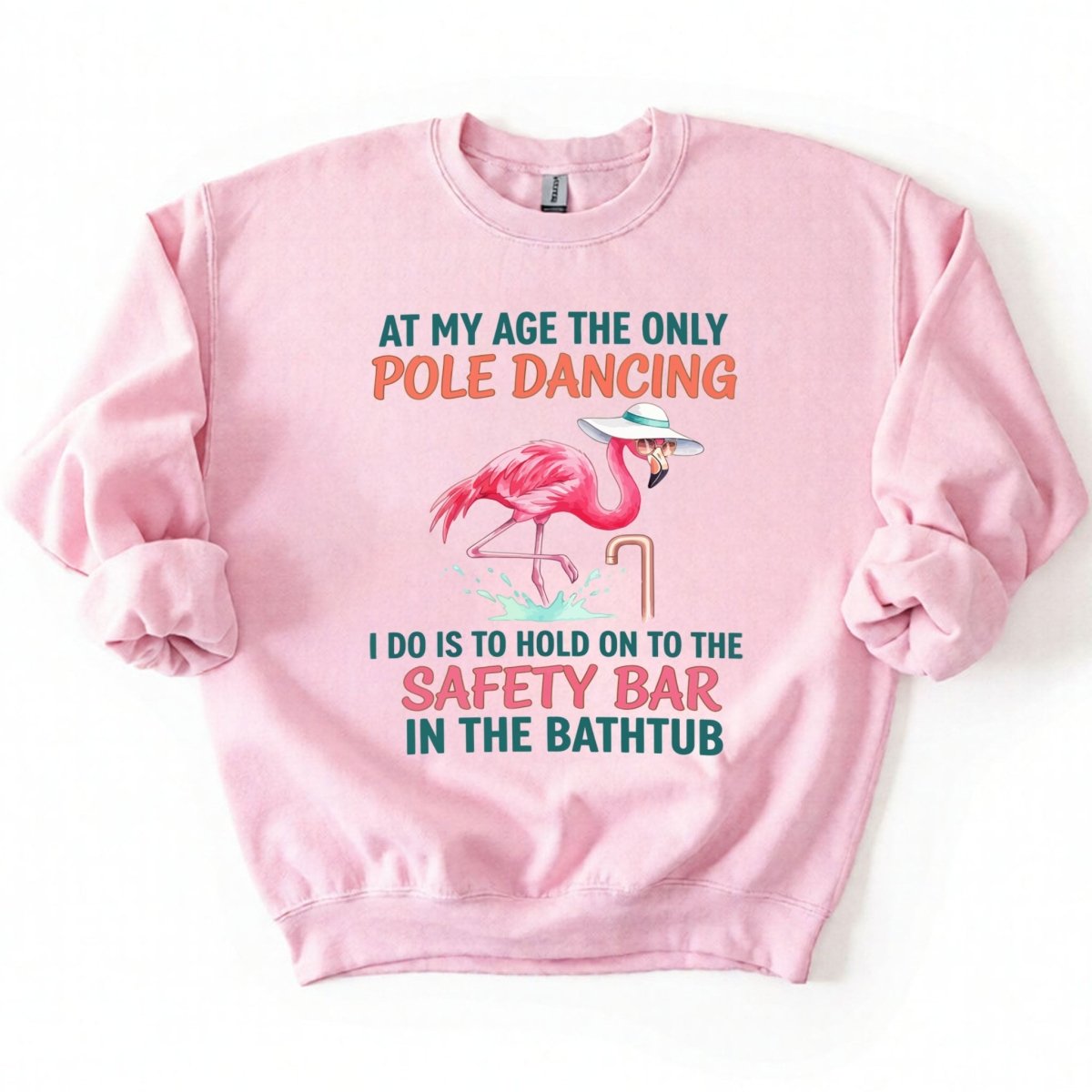 Hilarious Pole Dancing Flamingo T-Shirt - Funny Age Joke Gift for Women & Mom - FlamingoAholic