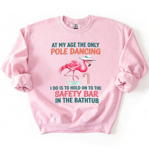 Hilarious Pole Dancing Flamingo T-Shirt - Funny Age Joke Gift for Women & Mom - FlamingoAholic