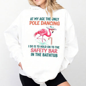 Hilarious Pole Dancing Flamingo T-Shirt - Funny Age Joke Gift for Women & Mom - FlamingoAholic