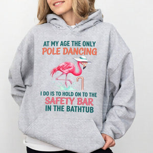 Hilarious Pole Dancing Flamingo T-Shirt - Funny Age Joke Gift for Women & Mom - FlamingoAholic