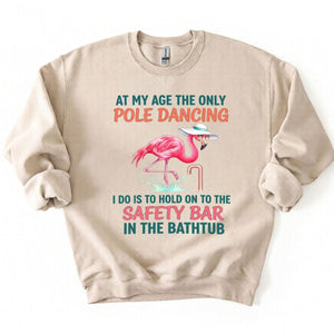 Hilarious Pole Dancing Flamingo T-Shirt - Funny Age Joke Gift for Women & Mom - FlamingoAholic