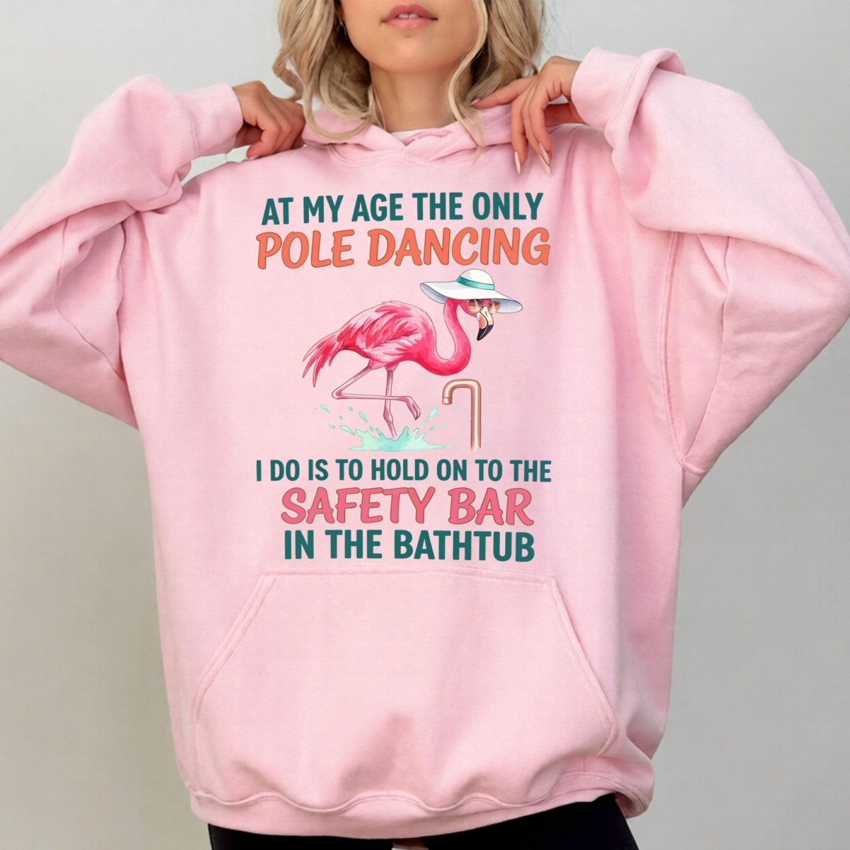 Hilarious Pole Dancing Flamingo T-Shirt - Funny Age Joke Gift for Women & Mom - FlamingoAholic