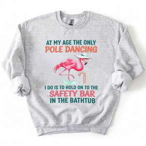 Hilarious Pole Dancing Flamingo T-Shirt - Funny Age Joke Gift for Women & Mom - FlamingoAholic