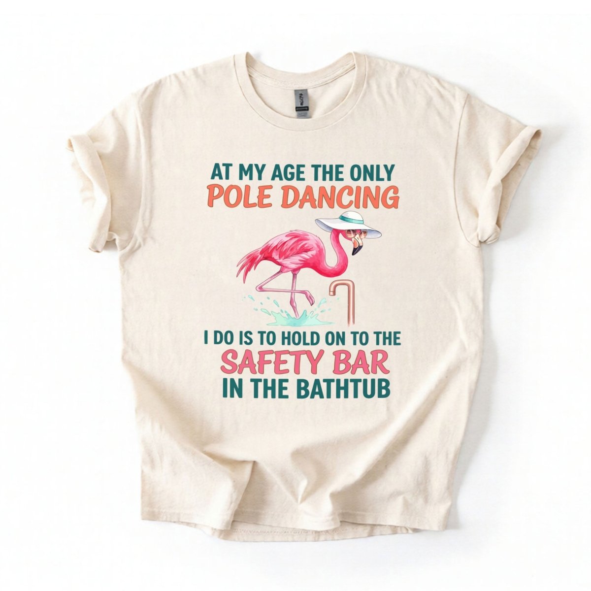 Hilarious Pole Dancing Flamingo T-Shirt - Funny Age Joke Gift for Women & Mom - FlamingoAholic