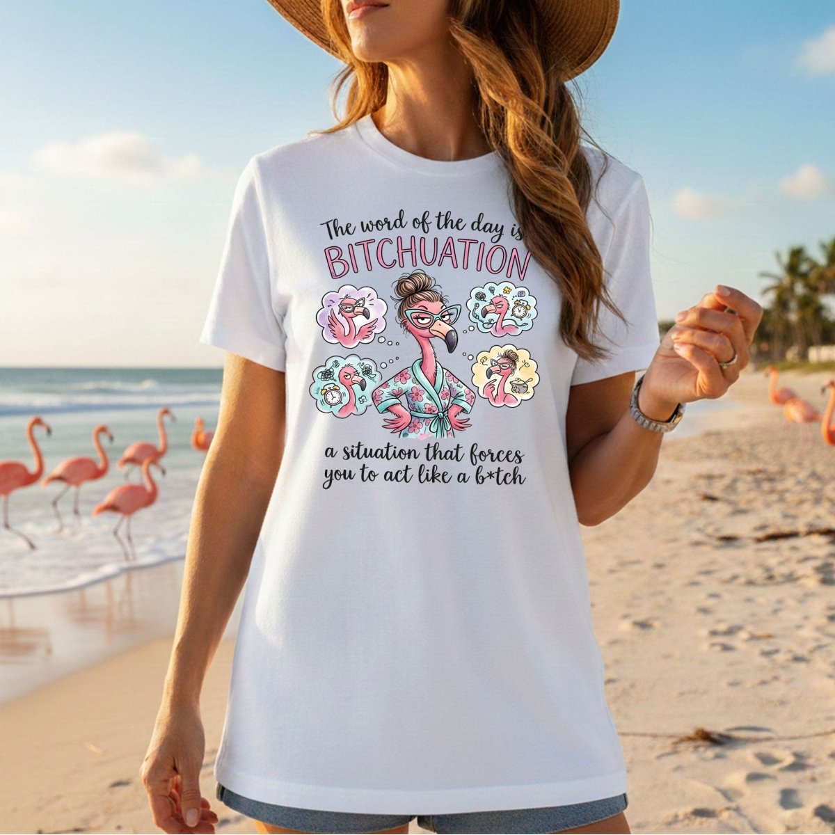 Hilarious Sassy Flamingo 'Bitchuation' Shirt - Funny Quote Gift for Strong Women - FlamingoAholic