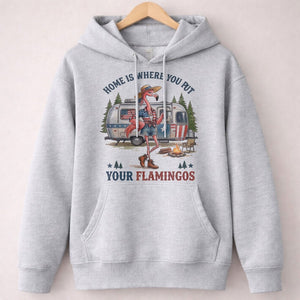 Home Is Where You Put Your Flamingos RV Camping Patriotic Shirt - FlamingoAholic