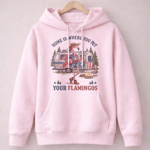 Home Is Where You Put Your Flamingos RV Camping Patriotic Shirt - FlamingoAholic