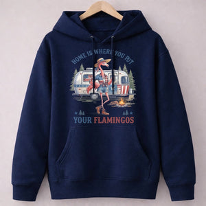 Home Is Where You Put Your Flamingos RV Camping Patriotic Shirt - FlamingoAholic