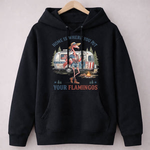 Home Is Where You Put Your Flamingos RV Camping Patriotic Shirt - FlamingoAholic