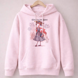 Home of the Brave Patriotic Chic Flamingo July 4th Shirt - FlamingoAholic