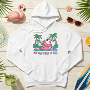 Humorous Flamingo Yoga T-Shirt "Na - Ma - Stay In Bed" - Funny Gift for Glam Ma - FlamingoAholic