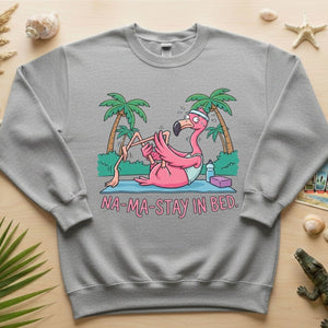 Humorous Flamingo Yoga T-Shirt "Na - Ma - Stay In Bed" - Funny Gift for Glam Ma - FlamingoAholic