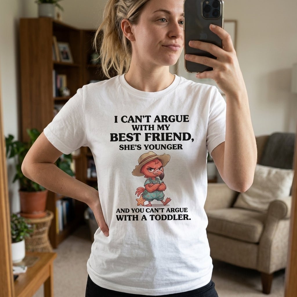 I Can't Argue With My Best Friend She's Younger Toddler Flamingo Shirt - FlamingoAholic