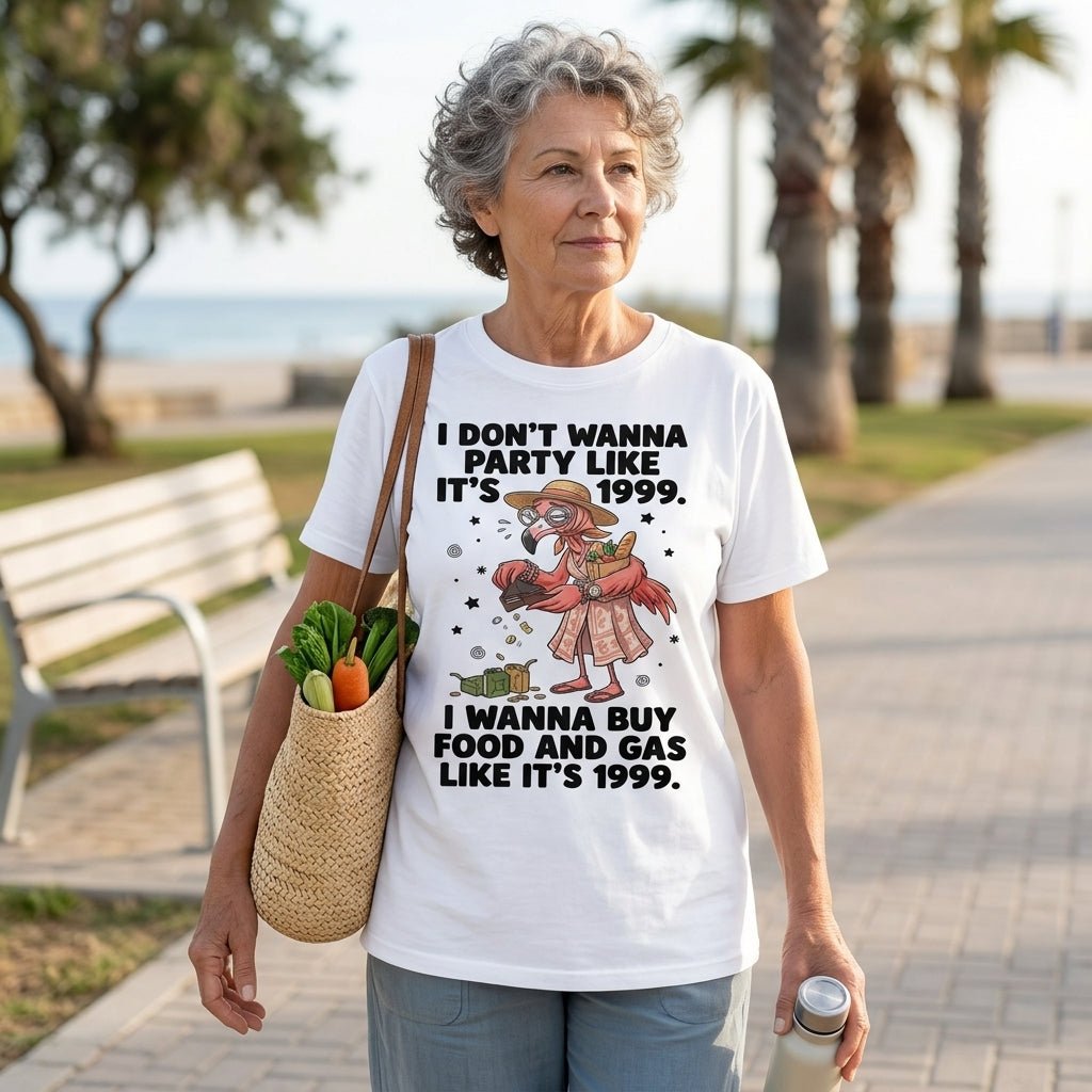 I Don't Wanna Party Like It's 1999 I Wanna Buy Food And Gas Like It's 1999 Flamingo Shirt - FlamingoAholic