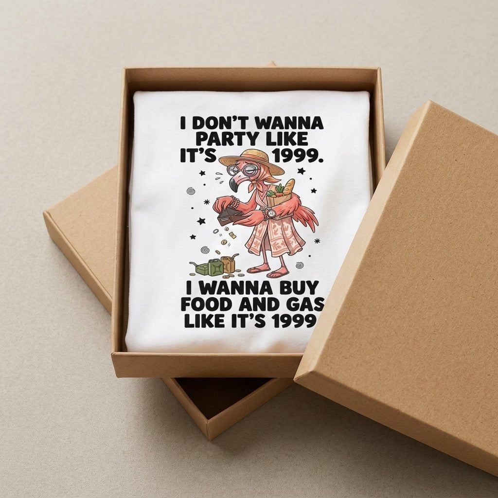 I Don't Wanna Party Like It's 1999 I Wanna Buy Food And Gas Like It's 1999 Flamingo Shirt - FlamingoAholic