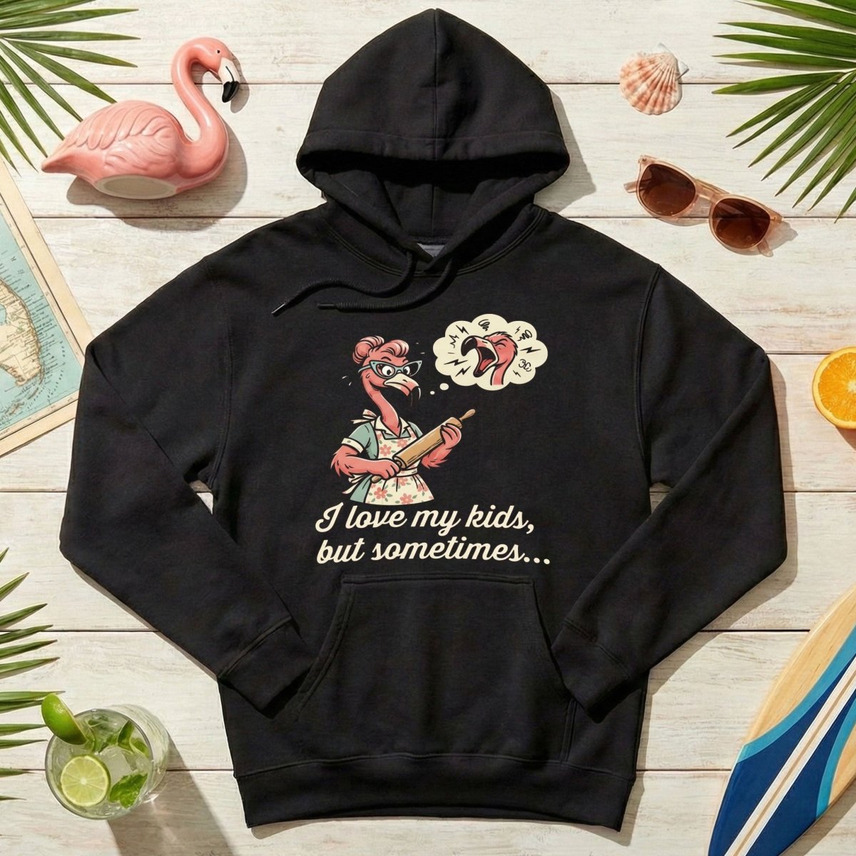 "I Love My Kids But Sometimes" Stressed Flamingo Mom T-Shirt - Funny Sarcastic Motherhood Gift - FlamingoAholic