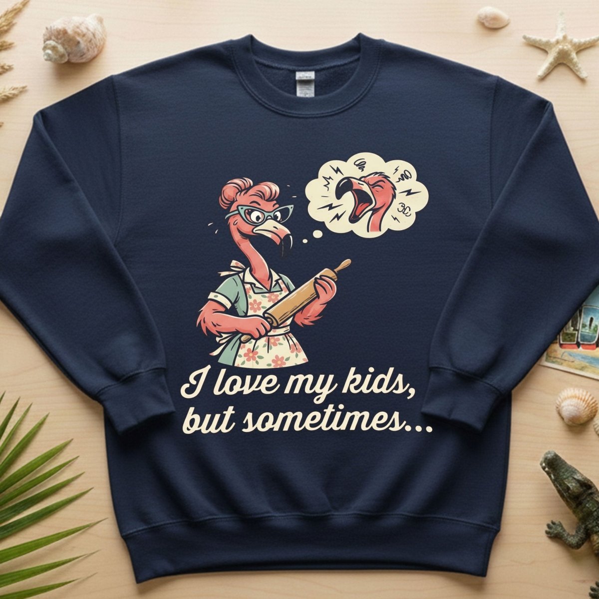 "I Love My Kids But Sometimes" Stressed Flamingo Mom T-Shirt - Funny Sarcastic Motherhood Gift - FlamingoAholic
