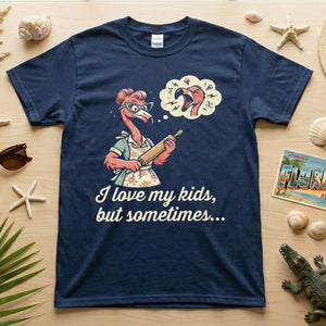 "I Love My Kids But Sometimes" Stressed Flamingo Mom T-Shirt - Funny Sarcastic Motherhood Gift - FlamingoAholic
