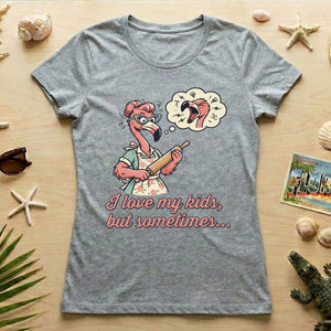 "I Love My Kids But Sometimes" Stressed Flamingo Mom T-Shirt - Funny Sarcastic Motherhood Gift - FlamingoAholic