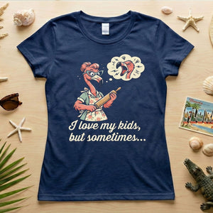"I Love My Kids But Sometimes" Stressed Flamingo Mom T-Shirt - Funny Sarcastic Motherhood Gift - FlamingoAholic