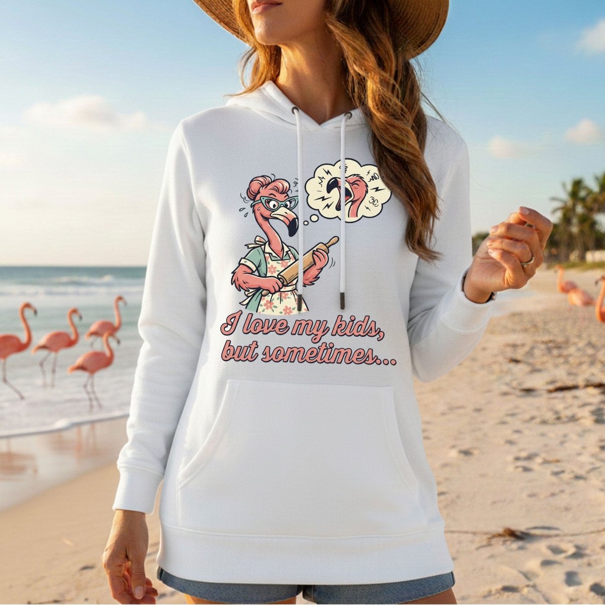 "I Love My Kids But Sometimes" Stressed Flamingo Mom T-Shirt - Funny Sarcastic Motherhood Gift - FlamingoAholic