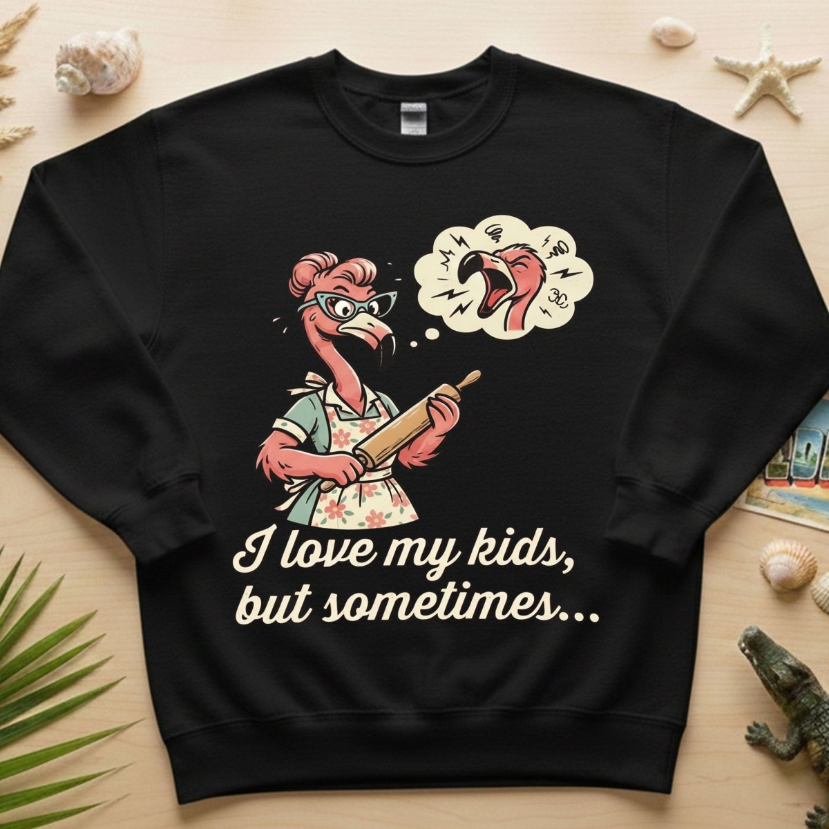 "I Love My Kids But Sometimes" Stressed Flamingo Mom T-Shirt - Funny Sarcastic Motherhood Gift - FlamingoAholic
