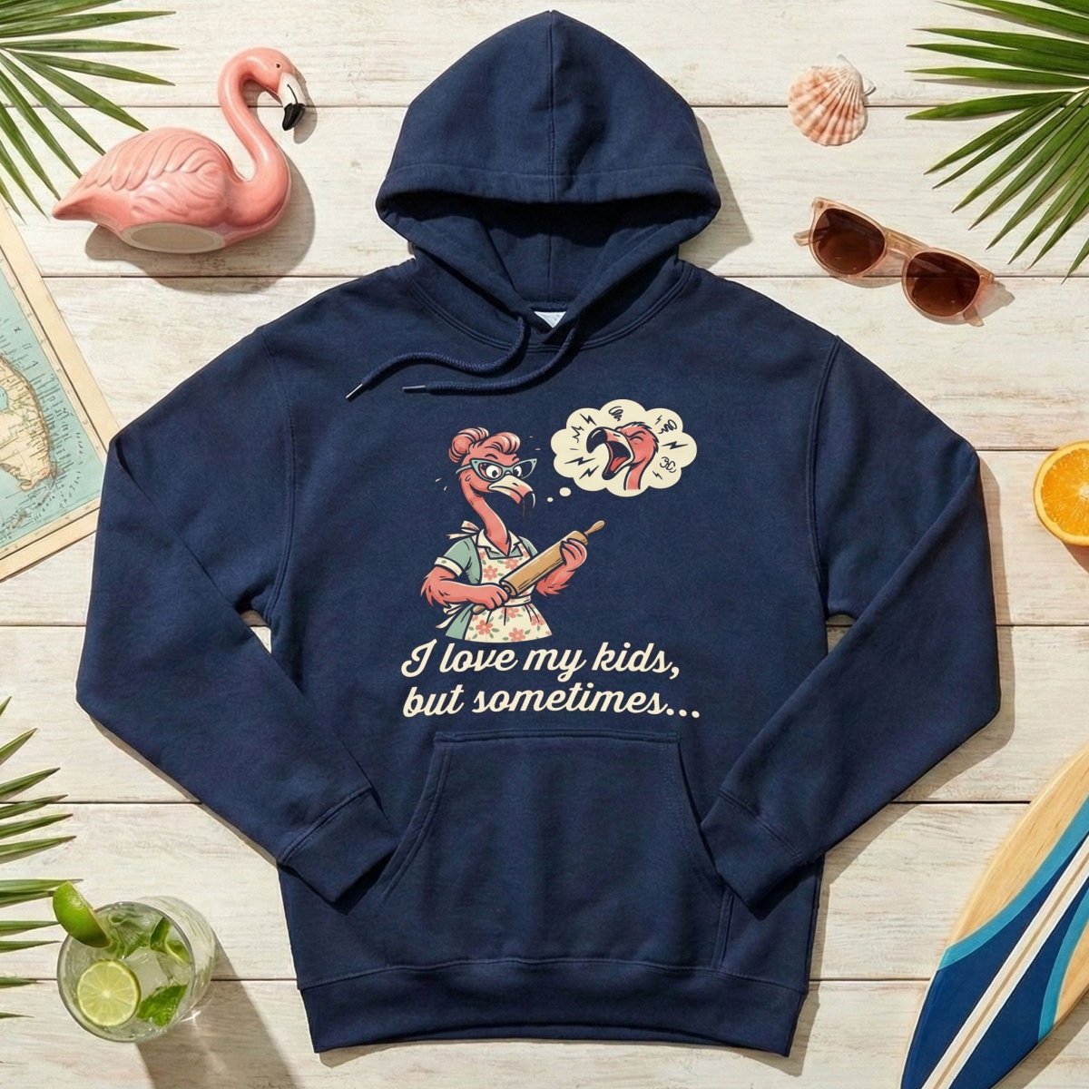 "I Love My Kids But Sometimes" Stressed Flamingo Mom T-Shirt - Funny Sarcastic Motherhood Gift - FlamingoAholic