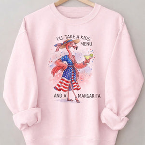 I'll Take A Kids Menu And A Margarita Flamingo Patriotic July 4th Shirt - FlamingoAholic