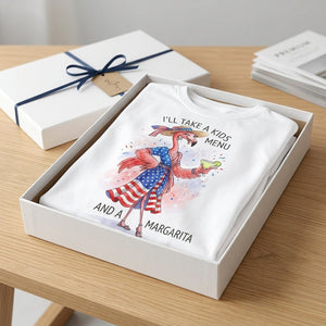 I'll Take A Kids Menu And A Margarita Flamingo Patriotic July 4th Shirt - FlamingoAholic