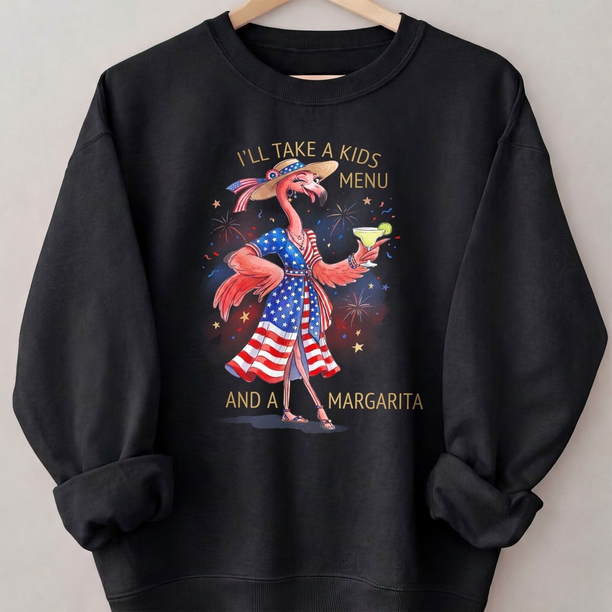 I'll Take A Kids Menu And A Margarita Flamingo Patriotic July 4th Shirt - FlamingoAholic