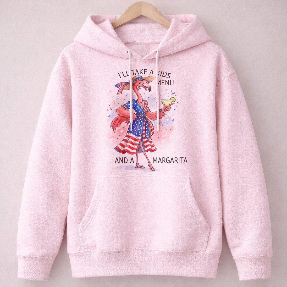 I'll Take A Kids Menu And A Margarita Flamingo Patriotic July 4th Shirt - FlamingoAholic