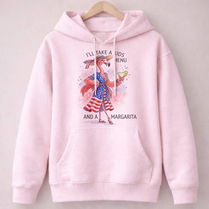 I'll Take A Kids Menu And A Margarita Flamingo Patriotic July 4th Shirt - FlamingoAholic