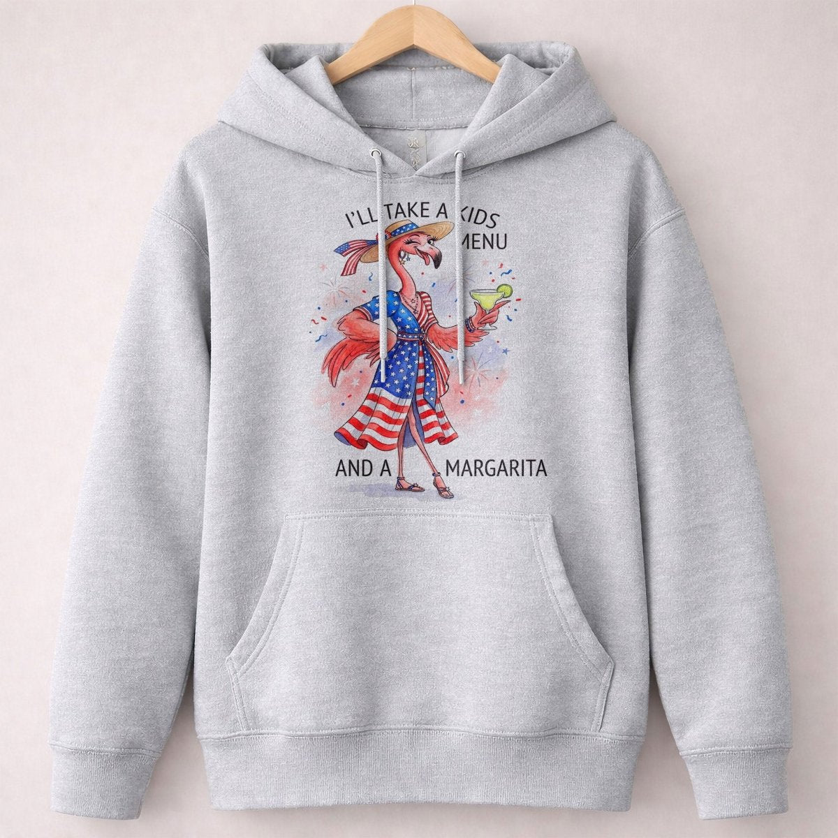 I'll Take A Kids Menu And A Margarita Flamingo Patriotic July 4th Shirt - FlamingoAholic