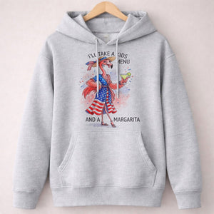 I'll Take A Kids Menu And A Margarita Flamingo Patriotic July 4th Shirt - FlamingoAholic