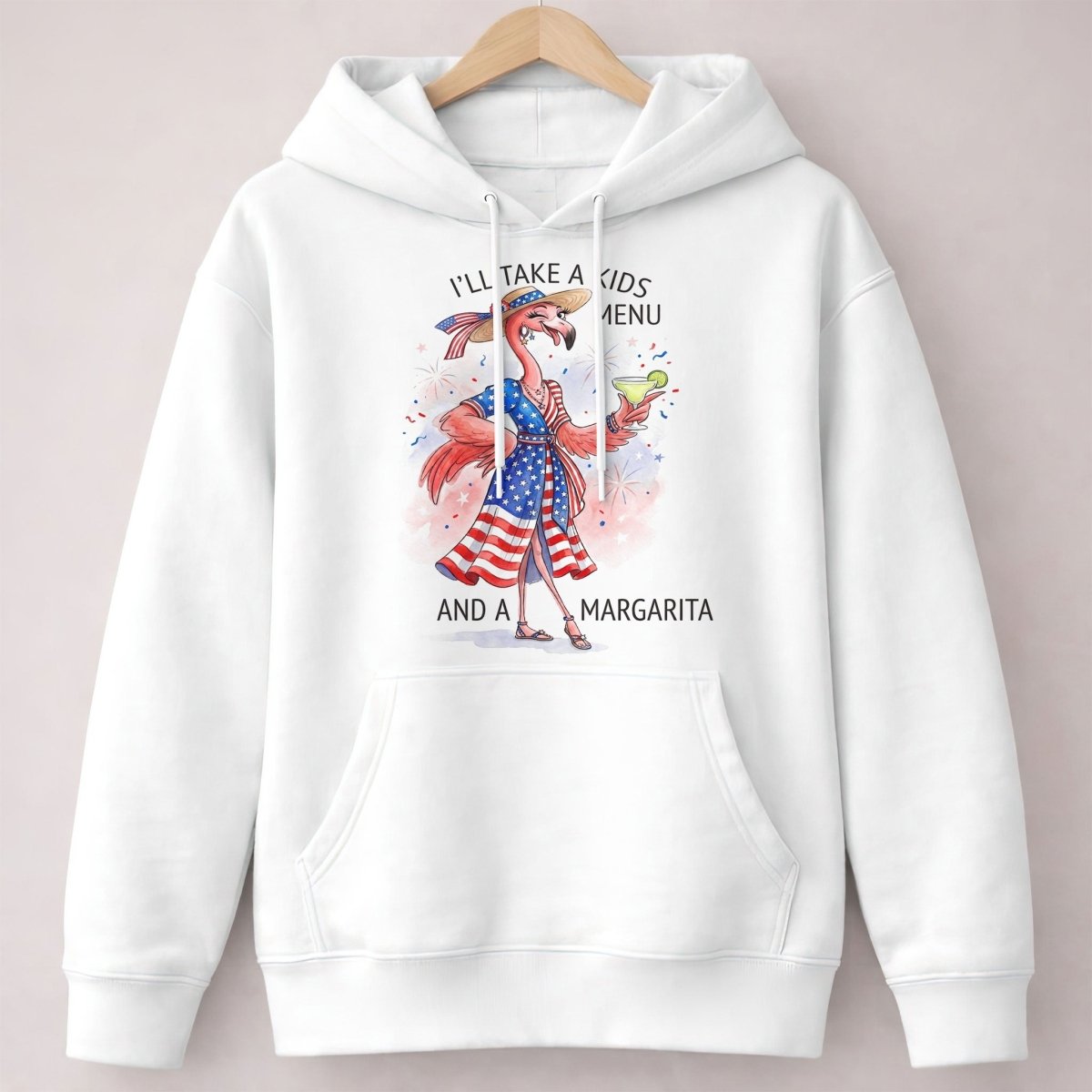 I'll Take A Kids Menu And A Margarita Flamingo Patriotic July 4th Shirt - FlamingoAholic