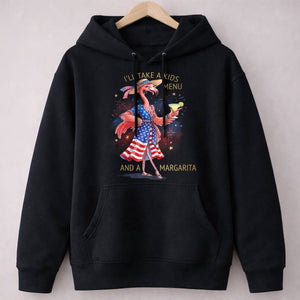 I'll Take A Kids Menu And A Margarita Flamingo Patriotic July 4th Shirt - FlamingoAholic