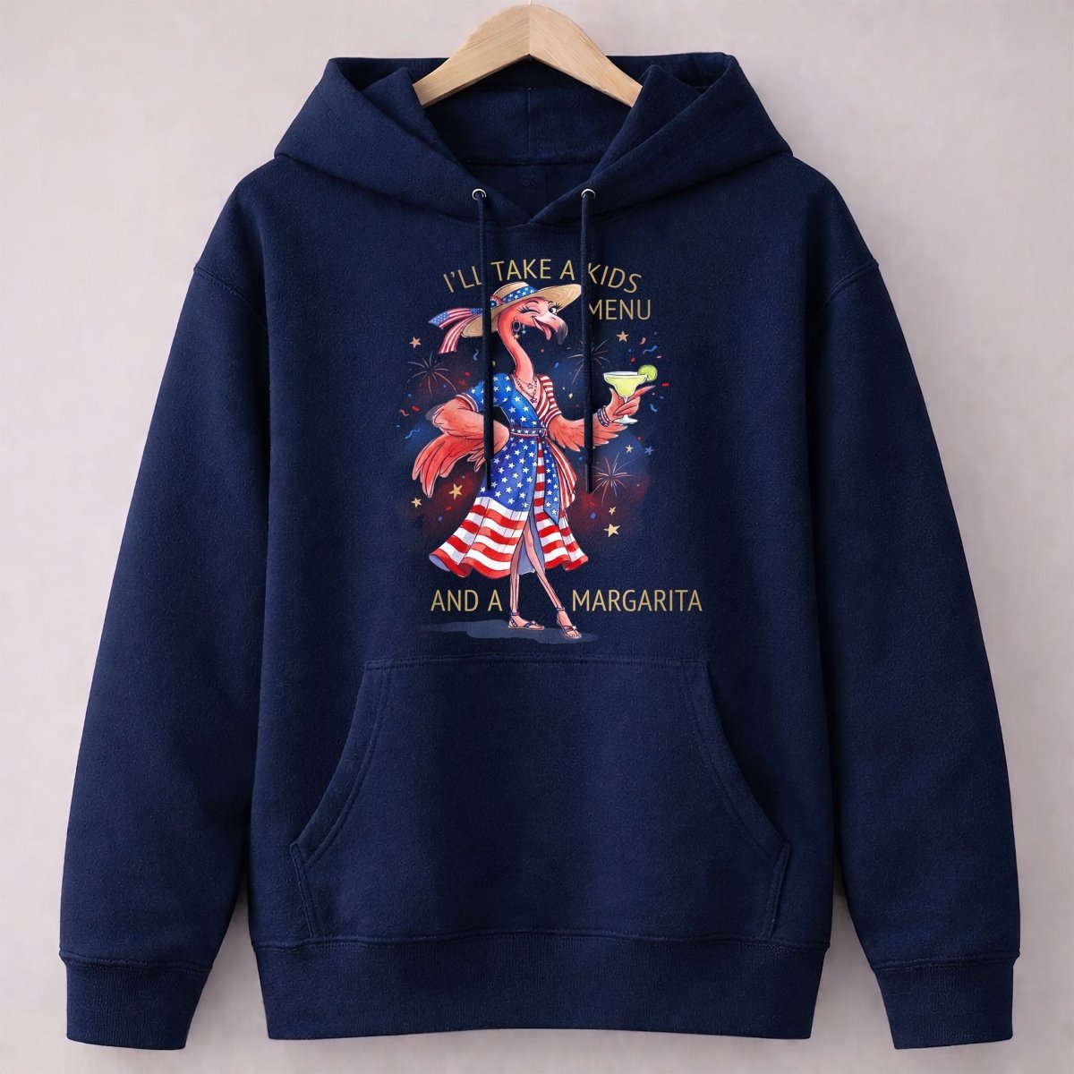 I'll Take A Kids Menu And A Margarita Flamingo Patriotic July 4th Shirt - FlamingoAholic