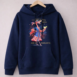 I'll Take A Kids Menu And A Margarita Flamingo Patriotic July 4th Shirt - FlamingoAholic