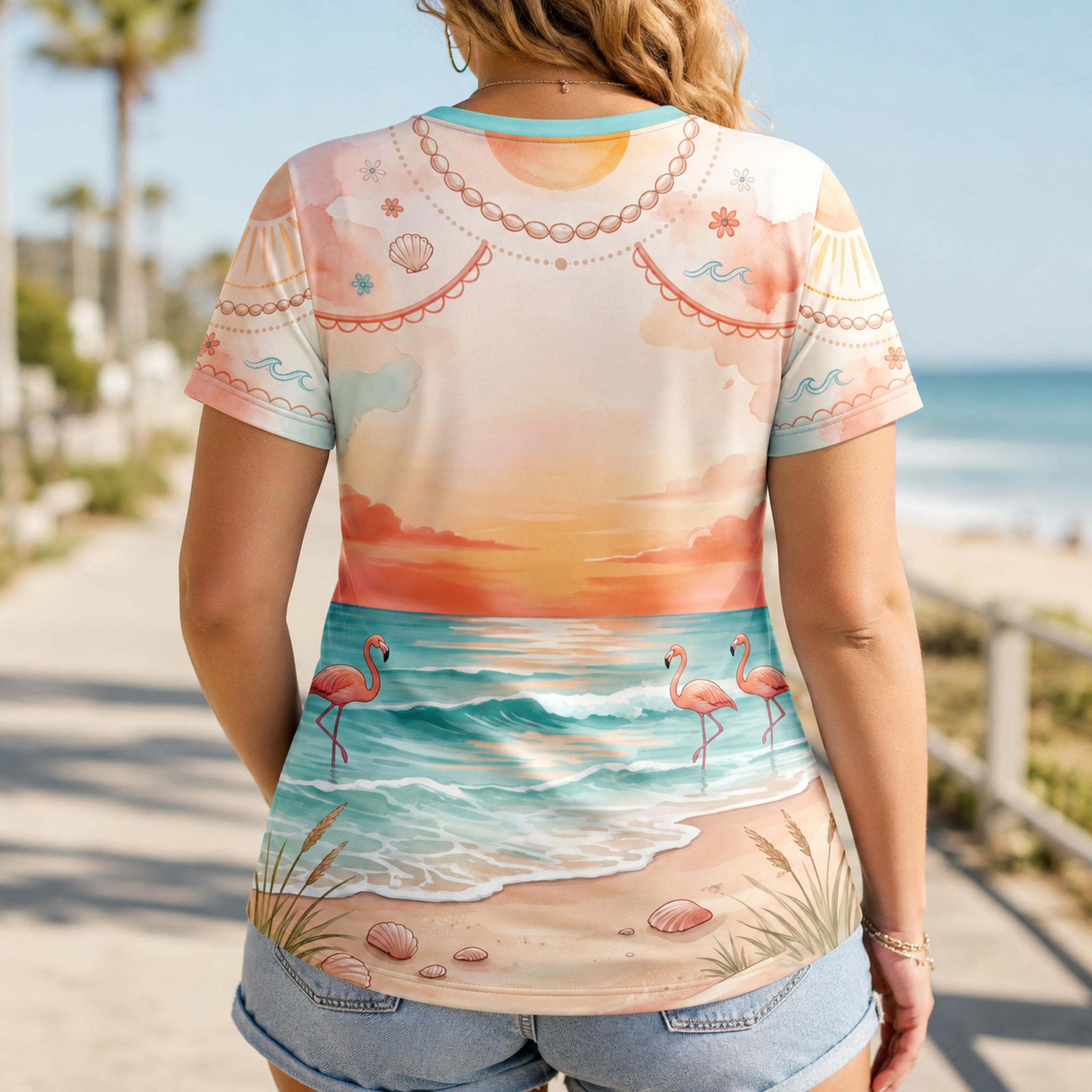 Flamingo V-Neck Shirt for Women, Tropical Beach T-Shirt, Pink Flamingo Tee, Funny Coastal Summer Shirt, Flamingo Lover Gift