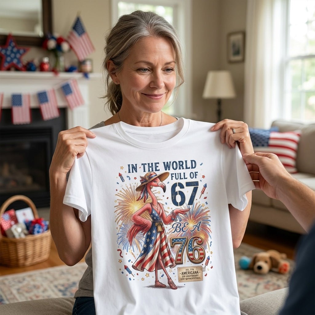 In A World Full Of 67 Be A 76 Patriotic Flamingo America 250 Shirt - FlamingoAholic
