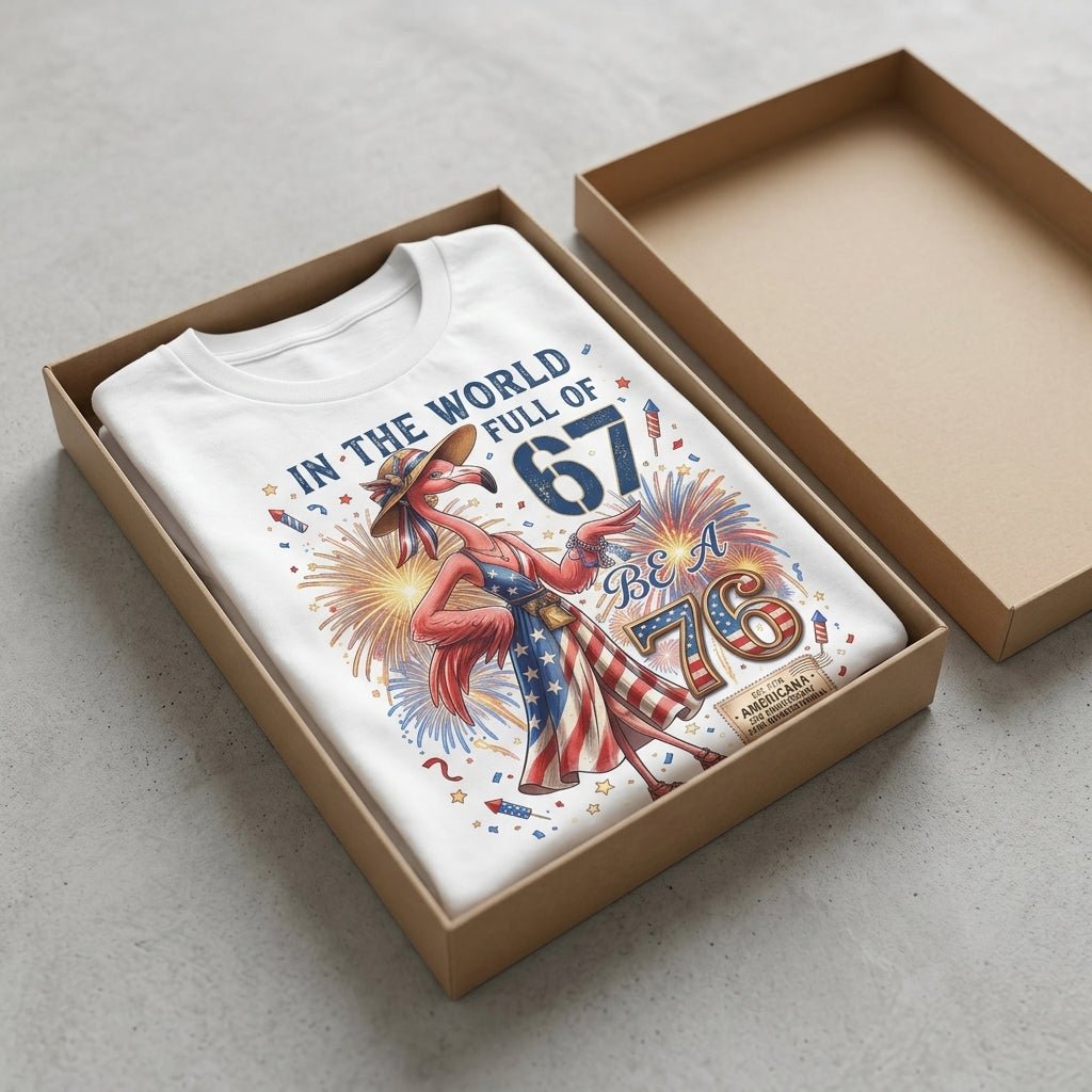 In A World Full Of 67 Be A 76 Patriotic Flamingo America 250 Shirt - FlamingoAholic