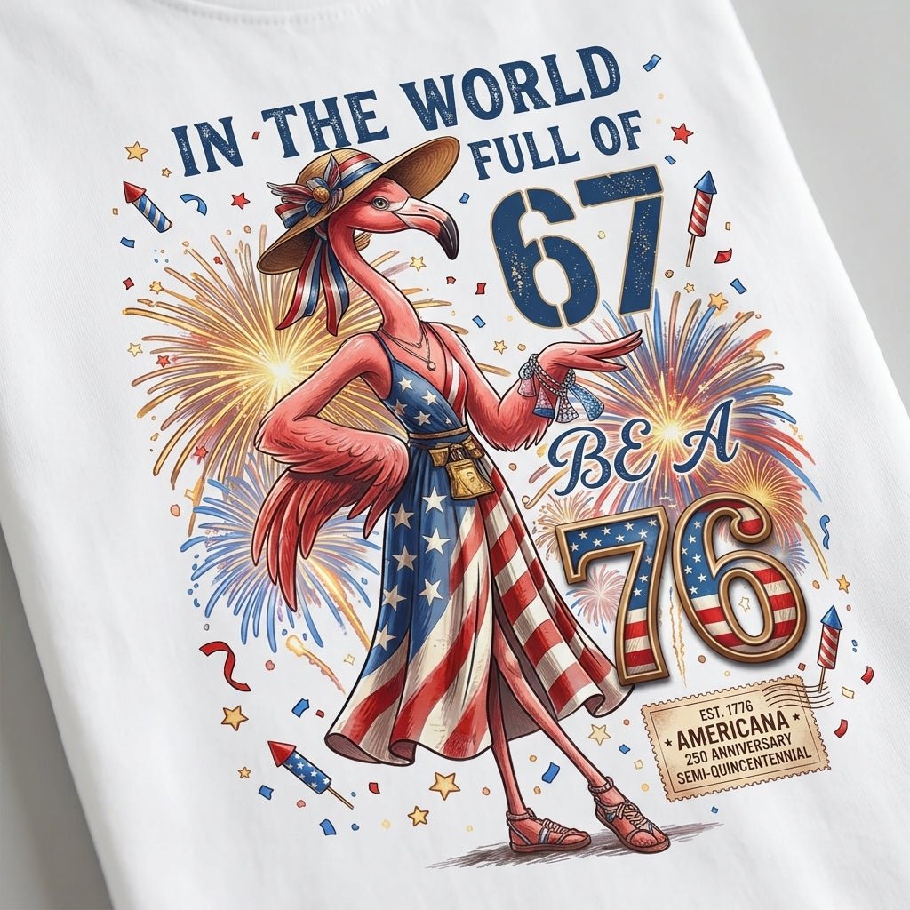 In A World Full Of 67 Be A 76 Patriotic Flamingo America 250 Shirt - FlamingoAholic