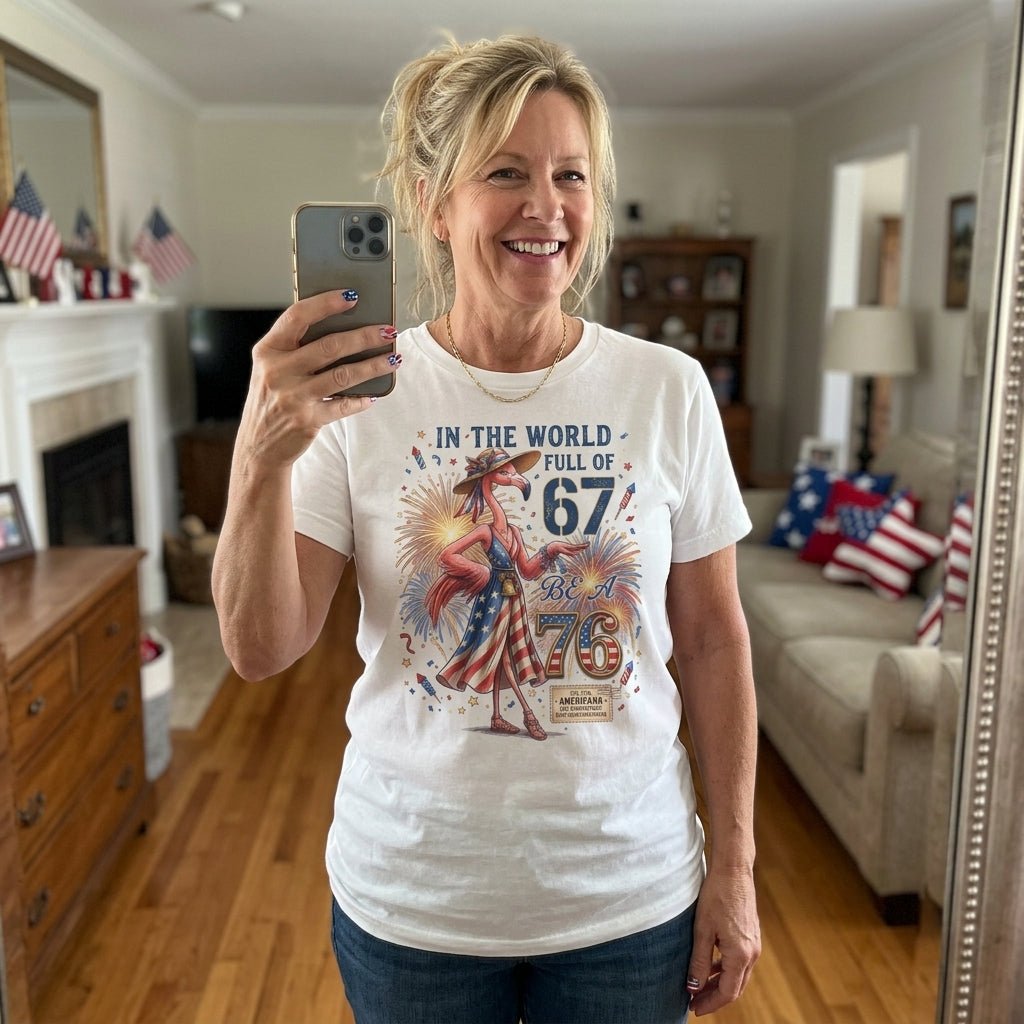 In A World Full Of 67 Be A 76 Patriotic Flamingo America 250 Shirt - FlamingoAholic