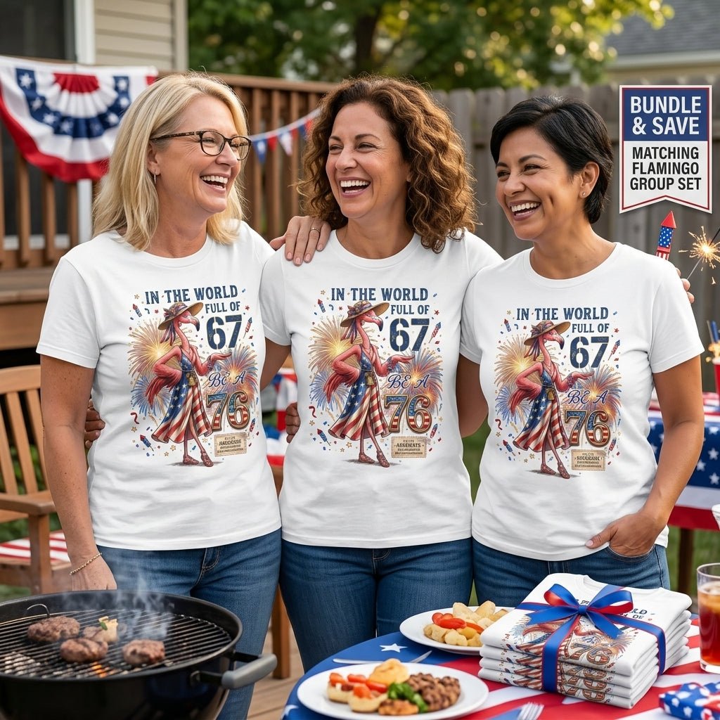 In A World Full Of 67 Be A 76 Patriotic Flamingo America 250 Shirt - FlamingoAholic