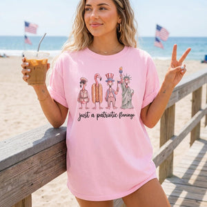 Just A Patriotic Flamingo Funny 4th of July Shirt - FlamingoAholic
