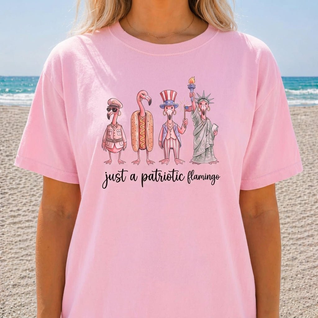 Just A Patriotic Flamingo Funny 4th of July Shirt - FlamingoAholic