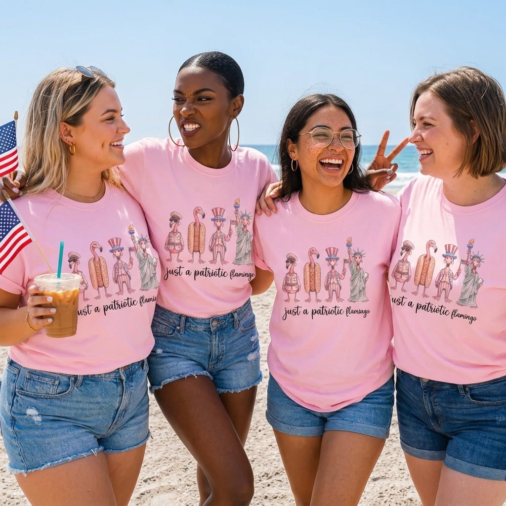 Just A Patriotic Flamingo Funny 4th of July Shirt - FlamingoAholic